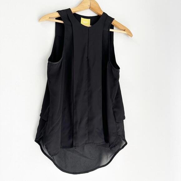 Anthropologie Top Size 4 Womens Maeve Black Sleeveless Button Front Sheer - Picture 2 of 10